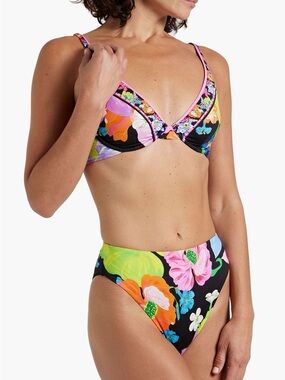 Camilla Crystal-embellished floral-print mid-rise bikini set